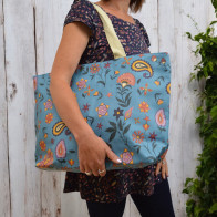 Folk Flower Maxi Bag Light Blue
