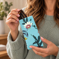 Passion Flower Glasses Case Light Blue