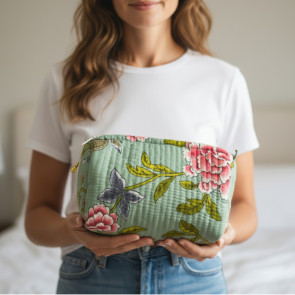 Cottage Garden Set of 3 Make up Wash Bags Blue