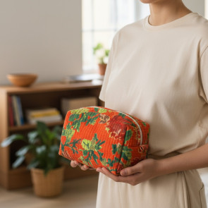 Ember Flora Set Of 3 Make Up Wash Bag Rust Orange