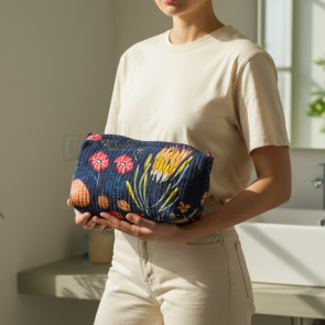 Night Bloom Set Of 3 Make Up Wash Bag Blue