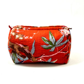 Orange Flower print Wash Bag MEDIUM