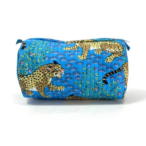 Turquoise Leopard Cosmetic Bag