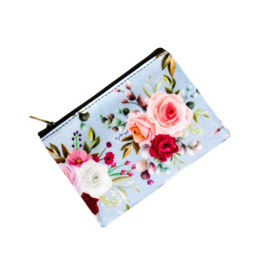 Rose Coin Purse Light Blue
