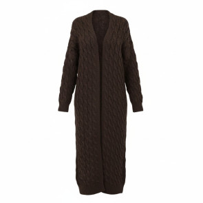 Long Knitted Cardigan Brown M/L