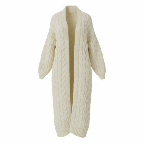 Long Knitted Cardigan White XL