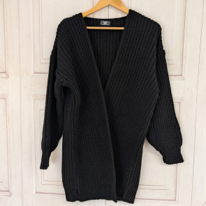 Short  Knitted Cardigan Medium Black