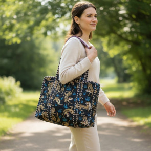 Shira Quilted Tote Bag Blue