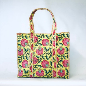 Large Quilted Tote Bag - Yellow
