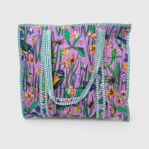 Large Quilted Tote Bag - Purple
