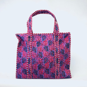 Large Quilted Tote Bag - Purple