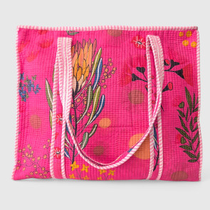 Large Quilted Tote Bag - Pink