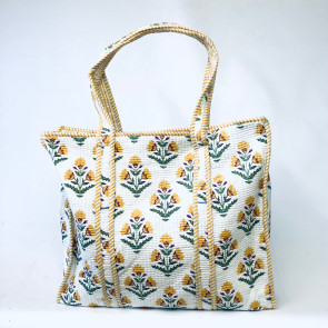 Large Quilted Tote Bag - White