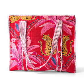 Large Quilted Tote Bag - Red