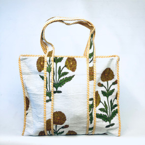 Large Quilted Tote Bag - White