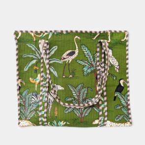 Large Quilted Tote Bag - Green