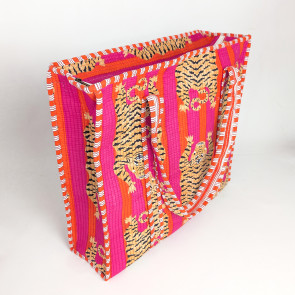 Large Quilted Tote Bag - Pink