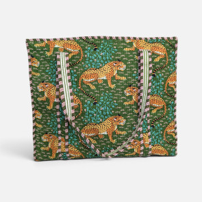 Large Quilted Tote Bag - Green