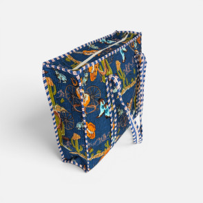 Large Quilted Tote Bag - Blue