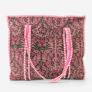 Large Quilted Tote Bag - Mauve