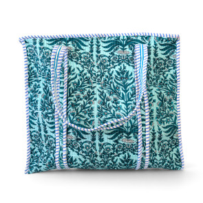Large Quilted Tote Bag - Blue