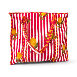 Large Quilted Tote Bag - Red