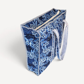 Large Quilted Tote Bag - Blue