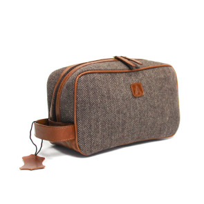 Herringbone Brown Toiletry Bag