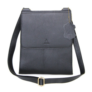 Pebbled Leather Flap Bag Black