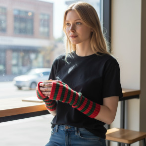 Long Knitted Glove Red