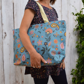 Folk Flower Maxi Bag Light Blue