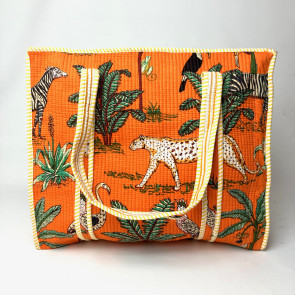 Large Quilted Tote Bag - Orange