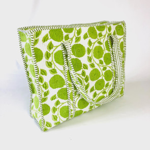 Large Quilted Tote Bag - Green