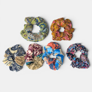 Recycled Sari Hair 6 x Scrunchies 01