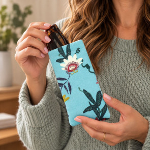 Passion Flower Glasses Case Light Blue