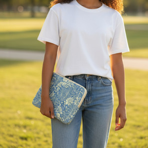 Flora Laptop/ Portfolio Folder Blue