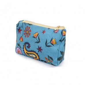 Folk Flower Make Up Bag Light Blue