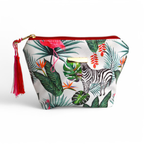 Tropical Zebra Make-up Bag White
