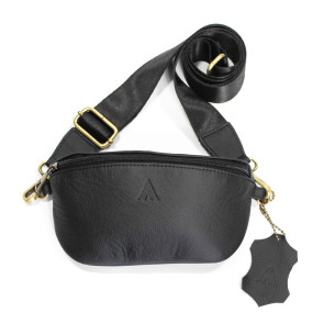 Pebbled Leather Crossbody Bag Black