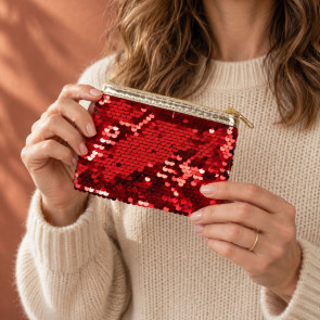 Sequin Coin Purse Red