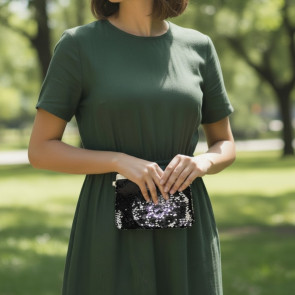 Sequin Clutch Purse Black