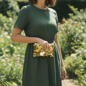 Sequin Clutch Purse Gold