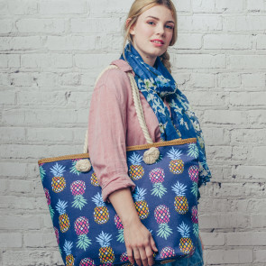 Colourful Pineapple Rope Bag Blue