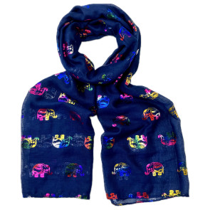 Multi Coloured Foil Elephant Navy
