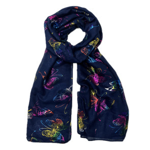 Foil Large Butterfly colourful Navy
